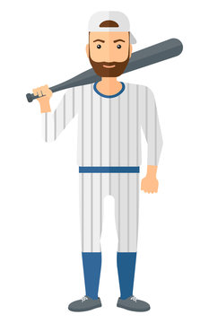Baseball player standing with bat.
