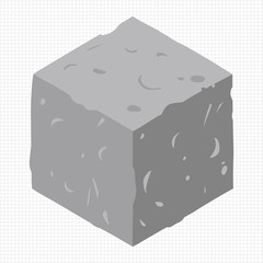 Cartoon Isometric rock stone game brick cube.