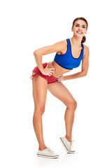 posing young woman with slim body