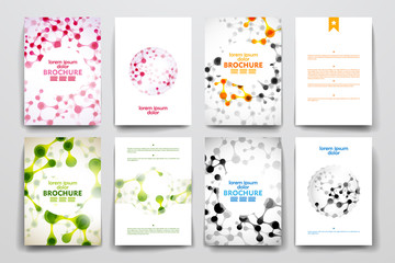 Fototapeta na wymiar Set of brochure, poster design templates in DNA molecule style