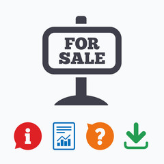 For sale sign icon. Real estate selling.