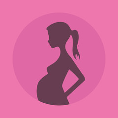 pregnant pregnancy woman illustration silhouette pink style isolated