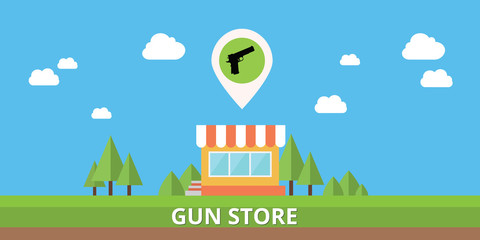 gun store shop buy pistols icon vector stock isolated