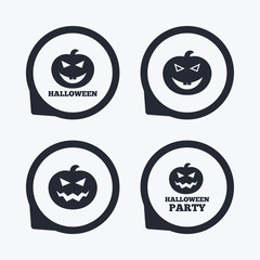 Halloween party icons. Pumpkin symbol.