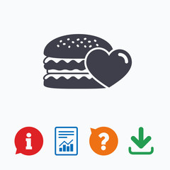Hamburger icon. Burger food symbol.