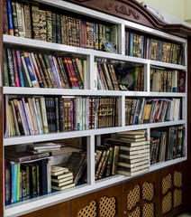 Different variation of Koran Kareem books inside mosque in Iraq