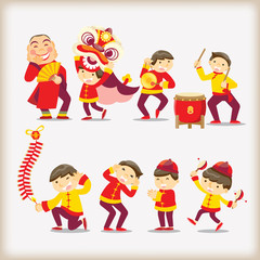 Cartoon Chinese people