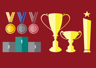 trophy and awards icons set,vector illustrations