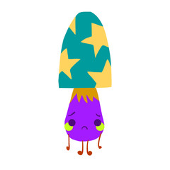 Cartoon mushroom flat mascot icon.