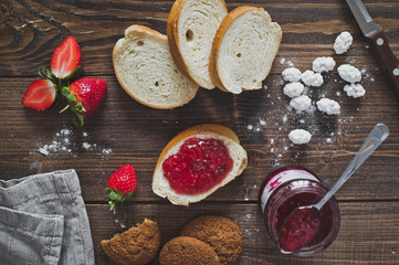 Still life on a dark wooden table 5081.