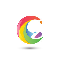 Art Splash Color Letter C Logo