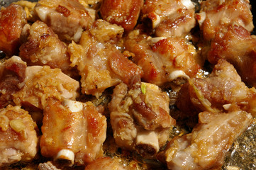 Pork ribs fried