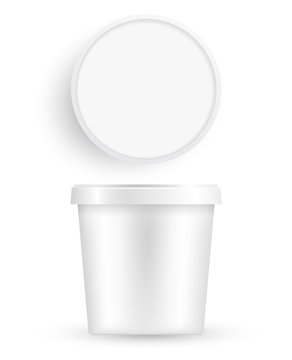 Plastic Bucket : Ice cream or Yogurt Container : Vector Illustration