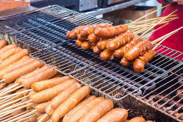 Harbin red sausage on a stick