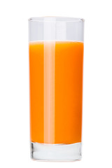 Glass of Fresh Carrot Juice. Isolated on white background