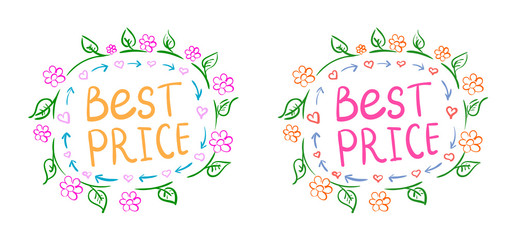 Cute illustration with doodle text best price