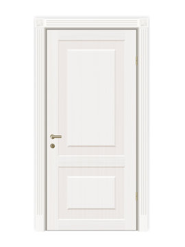 Vector closed white door. Isolated on white background.