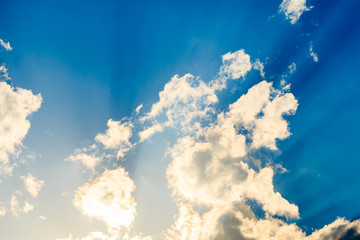 Sunlight with cloud on blue sky