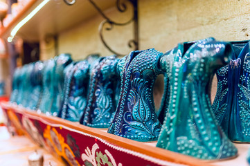 Turkish ceramics in the Grand Bazaar in Istanbul, Turkey.