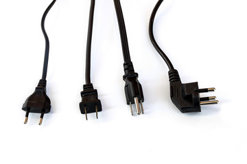 black electric plug on white background