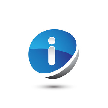 Rounded Swoosh Blue Letter I Logo