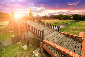 Landscape view from Wat Mahathat, Ayutthaya, Thailand .