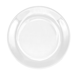 White plate isolated on white background. top view