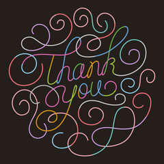 neon Thank you calligraphy design