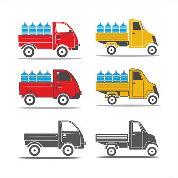 Trucking, trucks, vector set isolated illustration on white back