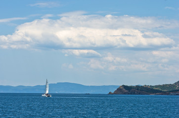 Fototapeta premium Greek coast of aegean sea near holy mountain Athos, Greece