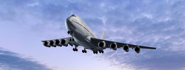 Modern Passenger airplane in flight