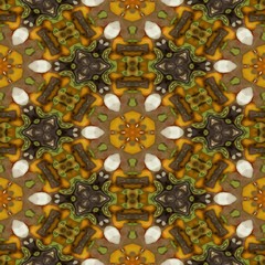 Seamless texture of abstract fabric. Kaleidoscopic wallpaper tiles

