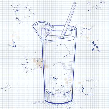 Screwdriver scetch cocktail on a notebook page