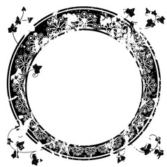 round frame with ivy
