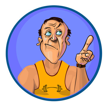 Vector image of a trainer holding his index finger up