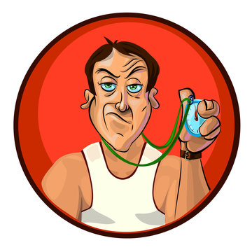 Vector image of a trainer holding a timer