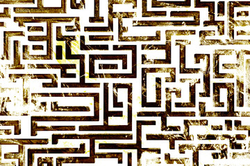golden labyrinth textured background on black