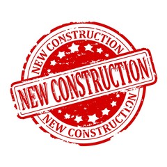Damaged round red stamp - new construction - vector eps