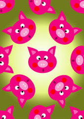 animal pig cartoon ,seamless pattern