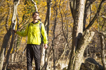 Young man hiking