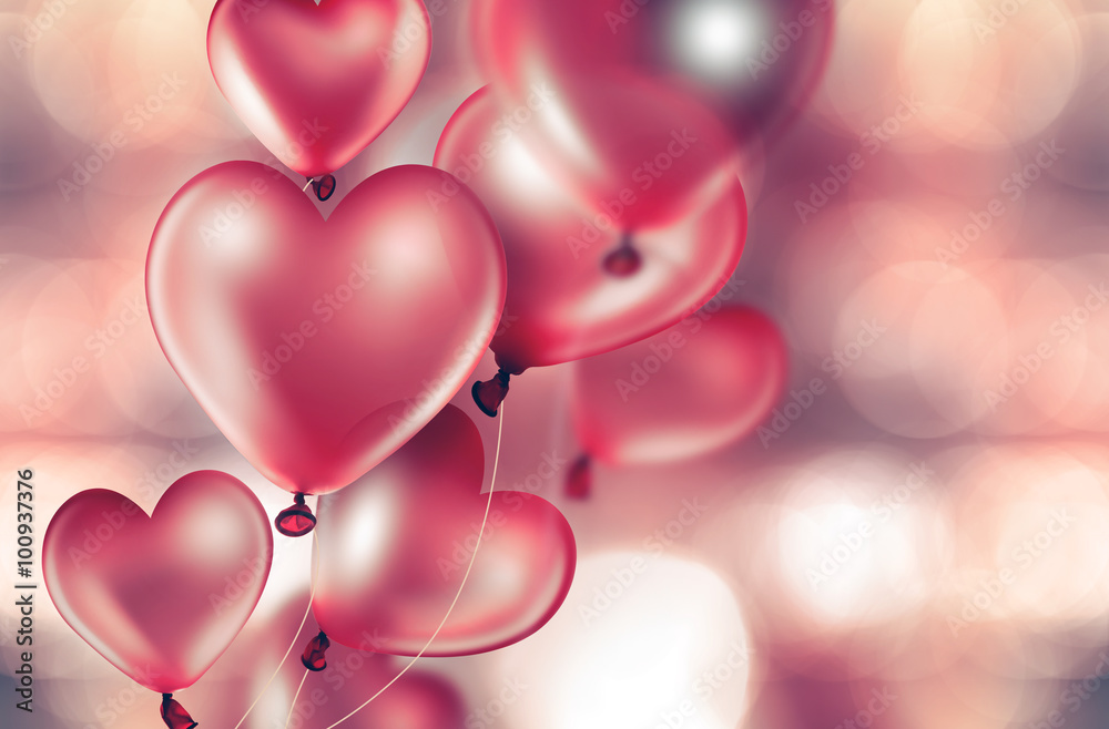 Canvas Prints romantic card with red heart balloons