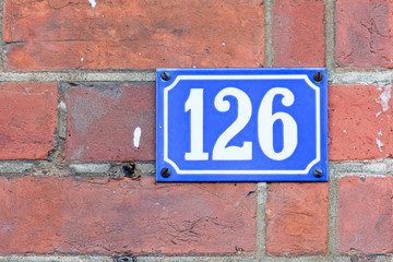 House number 126 sign