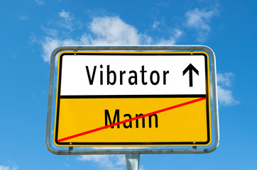 Mann, Vibrator Schild