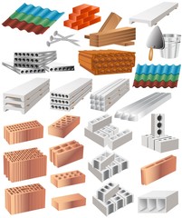 set of building material on white