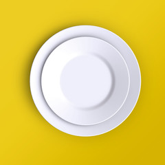 Empty plate. Isolated on color background. View from above.