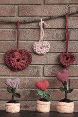 Valentine crochet decorations hearts