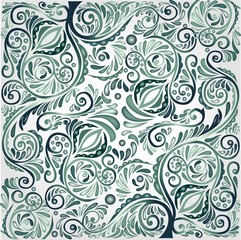 abstract green background with floral pattern