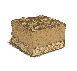 Colorful hand drawn vector illustration of a chocolate and nuts