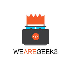 Vector creative geek logotype. Modern flat computer nerd logo.