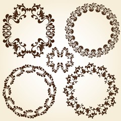 set of silhouettes circle vintage frams